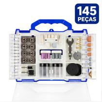 Kit Micro Retífica 145 Peças Discos Lixas Brocas Maleta Multifuncional Ferramentas Mini Esmeril Polir Cortar Desbastar