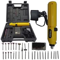 Kit Micro Retífica 3,6V Bivolt com 60 Acessórios e Bateria Recarregável Titanium Platina