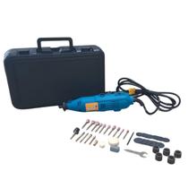 Kit Micro Retífica 40 Pçs Acessórios Ferramentas 250W c/ Maleta Retificadeira Azul Importway Iwkmr40