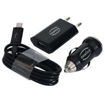 Kit micro usb 3 em 1, cabo, carregador de tomada e veicular preto kt100 newlink