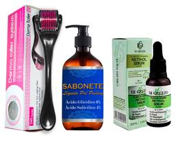 Kit Microagulhamento: Dermaroller + Sabonete Facial + Sérum