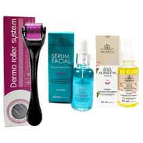Kit Microagulhamento: Dermaroller + Sérum Hidratante Hialurônico + Óleo Corporal Kit Microagulhamento: Dermaroller + Sérum Hidratante Hialurônico + Óleo Corporal