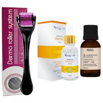 Kit Microagulhamento: Dermaroller + Sérum Hidratante Vitamina C + Óleo Corporal - Maxlove