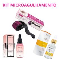 Kit Microagulhamento Dermaroller + Vitamina C +rosa Mosqueta