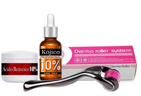 Kit Microagulhamento Removedor de Melasma - Dermaroller + Kójico 10% + Retinóico 10%