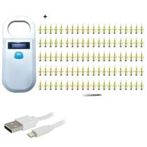 Kit Microchip 100 Un Com Leitor Portátil 2,12/12Mm Animal