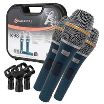 Kit Microfone 3 Unidades Kadosh K98 Hipercardióide Vocal