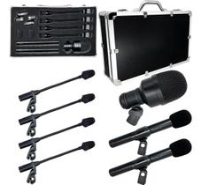 Kit Microfone Bateria Pró Ldm700 Com 7 Peças Maleta - Leson
