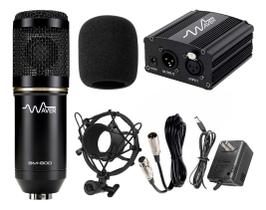 Kit Microfone Bm800 + Phantom Power Profissional P/ Estúdios