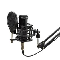 Kit Microfone BM800 PRO Vedo Condensador XLR P2 Com Pedestal Articulado Pop Filter