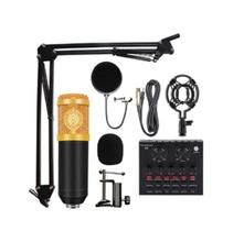 Kit Microfone Condensador c/ Mesa V8 Articulado Live Estudio