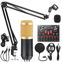 Kit Microfone Condensador Com Suporte e Mesa de Som V8S