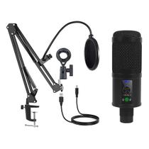 Kit Microfone Condensador Completo Com Suporte Articulado Shock Mount E Pop Filter
