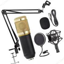 Kit Microfone Condensador Estúdio Profissional Braço Articulado Pop filter Sup anti-choque Xlr P2 Stereo - Amana Store