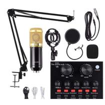 Kit Microfone Condensador Para Estúdio Lotus Bm800 + Placa De Som Interface De Áudio + Pop Filter + Aranha + Braço Artic - MGA-BR
