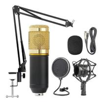 Kit Microfone Condensador Profissional Estúdio Bm800 com braço e sargento - Studio