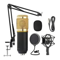 Kit Microfone Condensador Profissional Trevalla Pro BM800 Preto/Dourado