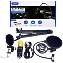 Kit Microfone De Estudio Profissional Condensador Pop Filter Aranha Youtuber P2