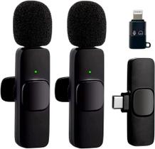 Kit Microfone de Lapela Profissional Sem Fio Altamente Sensivel Com 2 Entradas Almplamente