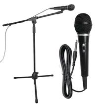 Kit Microfone De Mão Mxt Profissional Cabo P10 3m + Suporte Pedestal