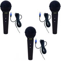 Kit Microfone Dinâmico Leson SM-58 P4 BK Preto Fosco 3 unidades
