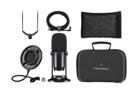 Kit Microfone gamer,Thronmax,LED's,USB-C,4 padrões polares,96 KHz,pop filter Kit Microfone gamer,Thronmax,LED's,USB-C,4 padrões polares,96 KHz,pop filter