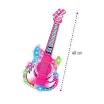 Kit microfone guitarra infantil meninas pedestal rock star amplificador musical karaoke mp3 celular