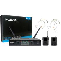 Kit Microfone Headset Sem Fio KSR KT02h + Receptor UHF Com 2 Antenas Com 2 Headset Kt3a e Transmissores