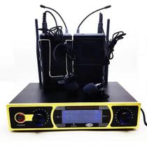 Kit Microfone Lapela Sem Fio Equipamento Profissional com Receptores Wi-Fi 51302P