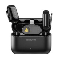 Kit Microfone Lapela sem Fio Maono Wave T1 Mini Preto, Versão Lightning, com Case de Carregamento, WM622 LIGHTNING