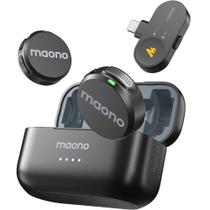 Kit Microfone Lapela sem Fio Maono Wave T5 Preto, Versão Lightning, WM650 LIGHTINING