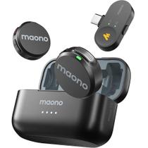 Kit Microfone Lapela sem Fio Maono Wave T5 Preto, Versão USB Tipo-C, WM650 Type-c