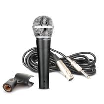 Kit Microfone Mão C/Fio Vocal Dinâmico Aj Sm58,Xlr,Bag