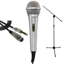 Kit microfone mxt c/ fio + cabo mxt p10/xlrf 5m + pedestal