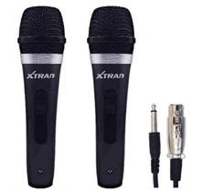 Kit Microfone Profissional Com Fio Duplo Cabo 3M Karaoke