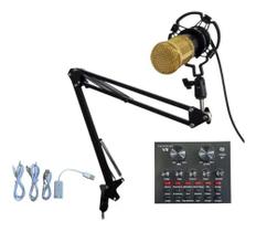 Kit Microfone Profissional Mesa V8 E Suporte Articulável - TEEM
