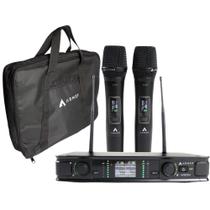 Kit Microfone sem Fio de Mão Duplo Armer AX802M com Bag