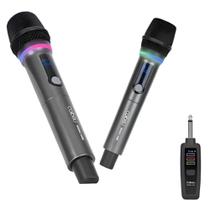 Kit Microfone Sem Fio Duplo Com Led Recarregável E Dinâmico
