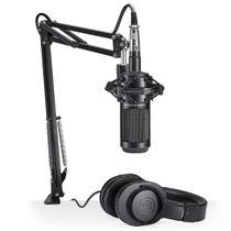 Kit Microfone Stream Podcast Audio-technica At2035pk + Fone De Ouvido M20x