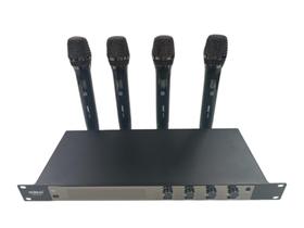 Kit Microfone Uhf Profissional Sem Fio 4 Bastões 590-890 Hz