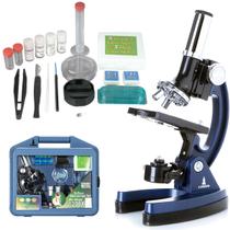 Kit Microscópio Biológico Infantil 28 Peças Lorben Educacional Portátil 300x 600x 1200x com Maleta GT6078