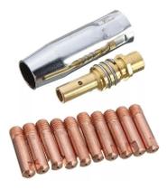 Kit Mig 15ak - 10 Bicos 0,8mm M6x25 + 1 Bocal para Tocha 12mm + 1 Porta Bico (Difusor) Kit Mig 15ak - 10 Bicos 0,8mm M6x25 + 1 Bocal para Tocha 12mm + 1 Porta Bico (Difusor)