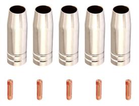Kit Mig 15ak - 5 Bicos 0,8mm M6x25 + 5 Bocal para Tocha 12mm