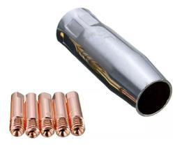 Kit Mig 15ak - 5 Bicos De Contato 0,8mm + 1 Bocal 12mm