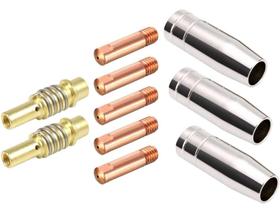 Kit Mig 15ak - 5 Bicos De Contato 0,8mm + 3 Bocais 12mm + 2 Porta Bico (Difusor)