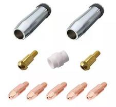 Kit Mig 24kd - 2 Bocal 12mm + 5 Bicos M6x25 1,0mm + Difusor Cerâmico + 2 Porta Bico de Contato M6 Kit Mig 24kd - 2 Bocal 12mm + 5 Bicos M6x25 1,0mm + Difusor Cerâmico + 2 Porta Bico de Contato M6