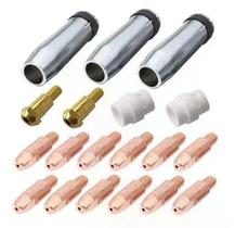Kit Mig 24kd - 3 Bocal 12mm + 12 Bicos M6x25 1,0mm + 2 Difusor Cerâmico + 2 Porta Bico de Contato M6 Kit Mig 24kd - 3 Bocal 12mm + 12 Bicos M6x25 1,0mm + 2 Difusor Cerâmico + 2 Porta Bico de Contato M6