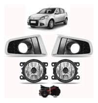 Kit Milha Sandero 2012 2013 2014 Aro Cromado Com Lâmpada