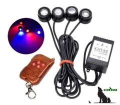 Kit Milha Strobo Controle Sem Fio VERMELHO E AZUL 4 Pontos Kit Milha Strobo Controle Sem Fio VERMELHO E AZUL 4 Pontos
