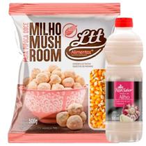 Kit Milho Mushroom 500g Pipoca + Molho Real Sabor 900ml Pimenta Alho Shoyu Ltt Alimentos